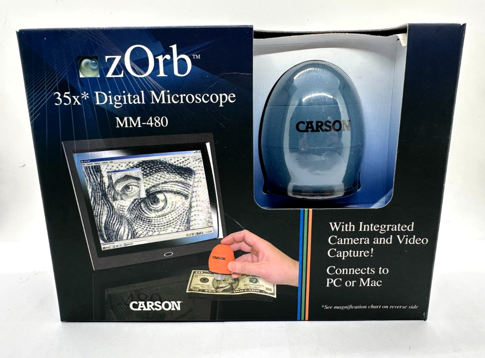 Carson Zorb 35X Digital Microscope MM-480 Integrated Camera and Video PC/MAC