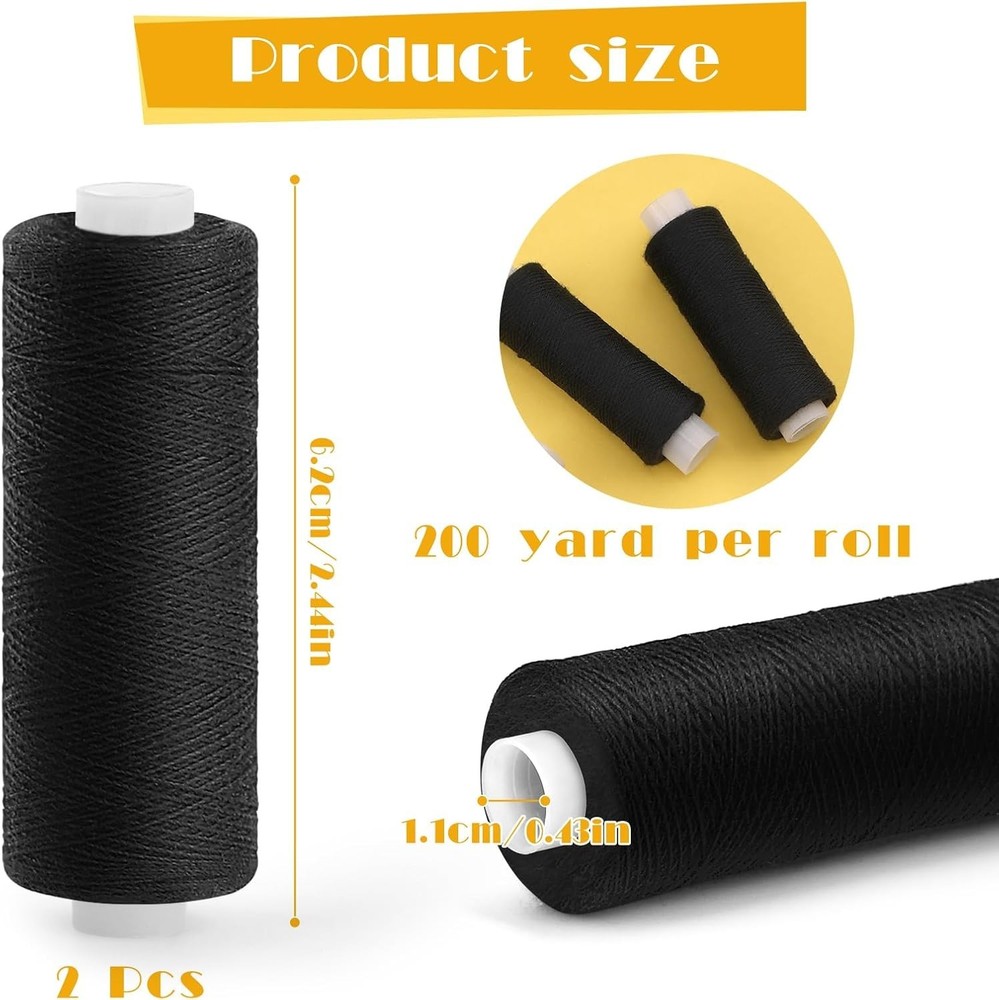 Sewing Thread, 200 Yards Per Roll Black Thread for Sewing, Sewing String for ...