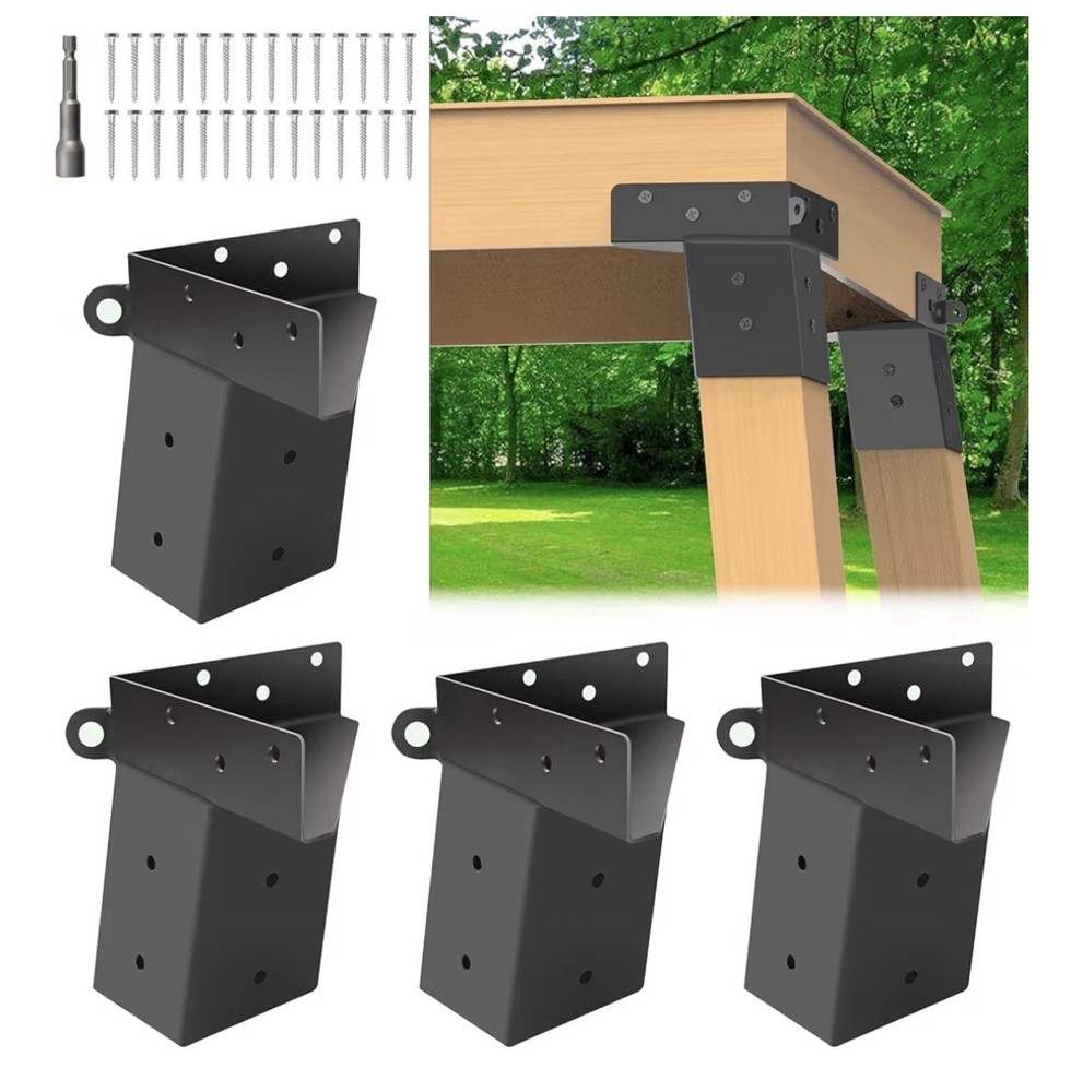 Deer Stand, Hunting Blind 4x4” Brackets & Hardware, Tree Observation Deck, Black