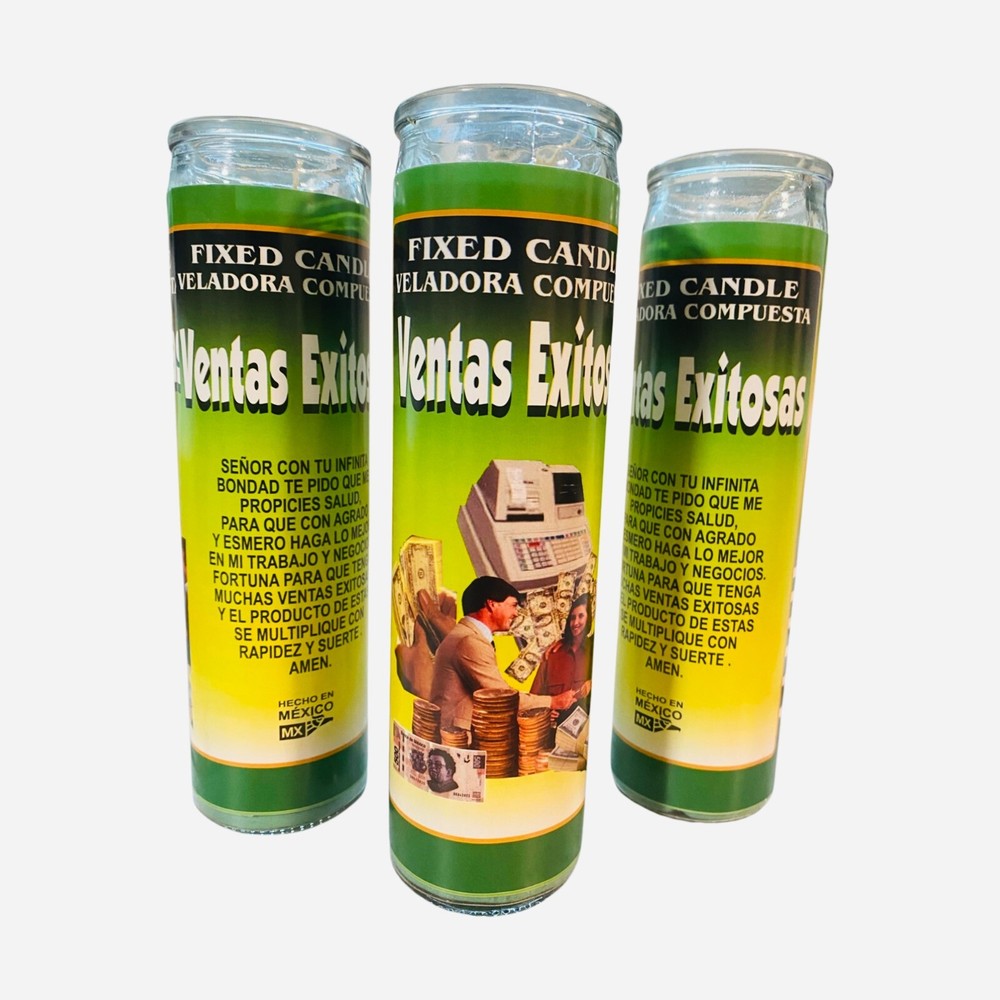 12x Set VENTAS EXITOSAS Veladora, Success in Sales Fixed Candle.
