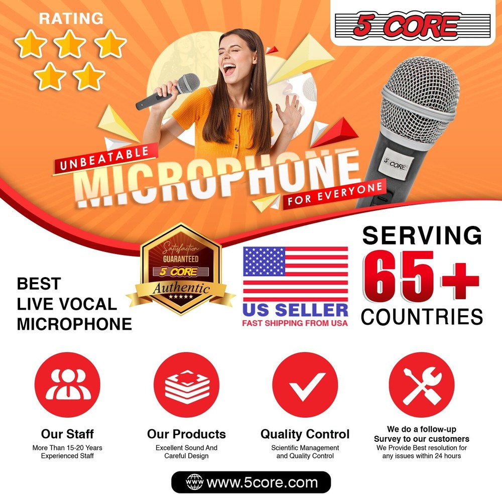 5Core Premium Vocal Dynamic Cardioid Handheld Microphone Unidirectional Mic
