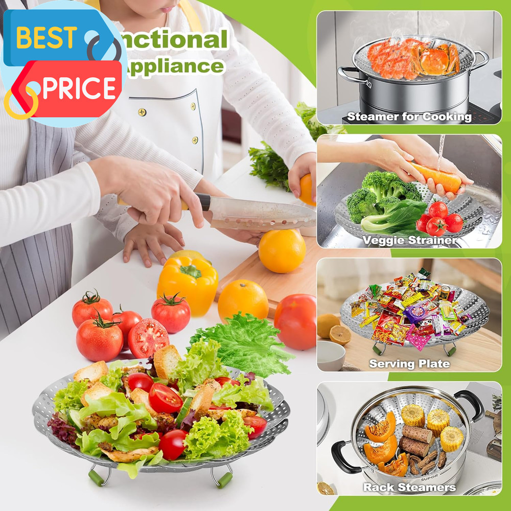 Steamer Basket 3Rd Generation Stainless Steel Vegetable Steamer with Extendable