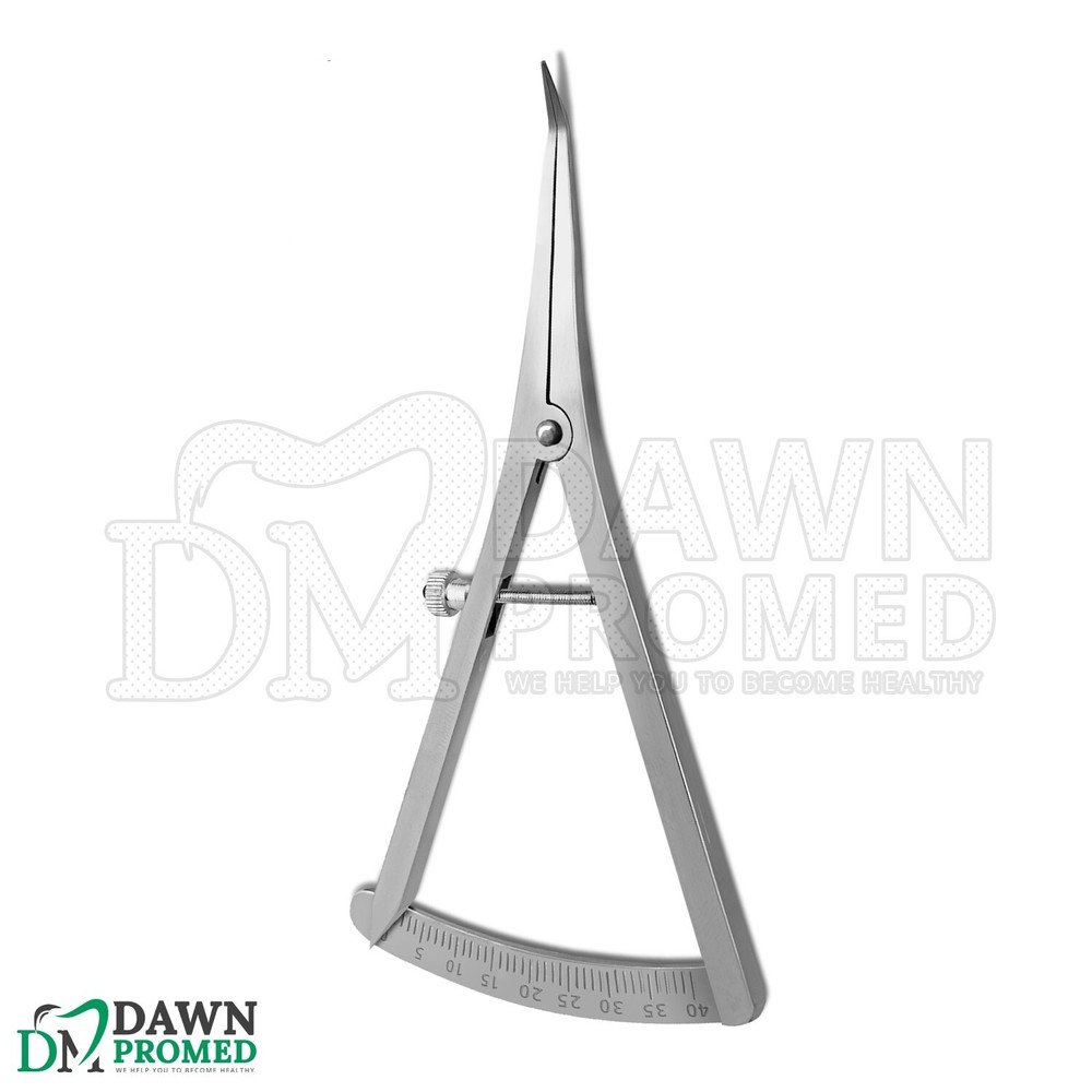 Castroviejo Caliper Angled 4.5" Long Bone Mapping 0-40mm Scale Dental Inst