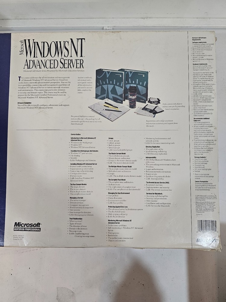 Microsoft Windows NT Advanced Server 3.1 Self Study Series w/Floppy Disks NEW