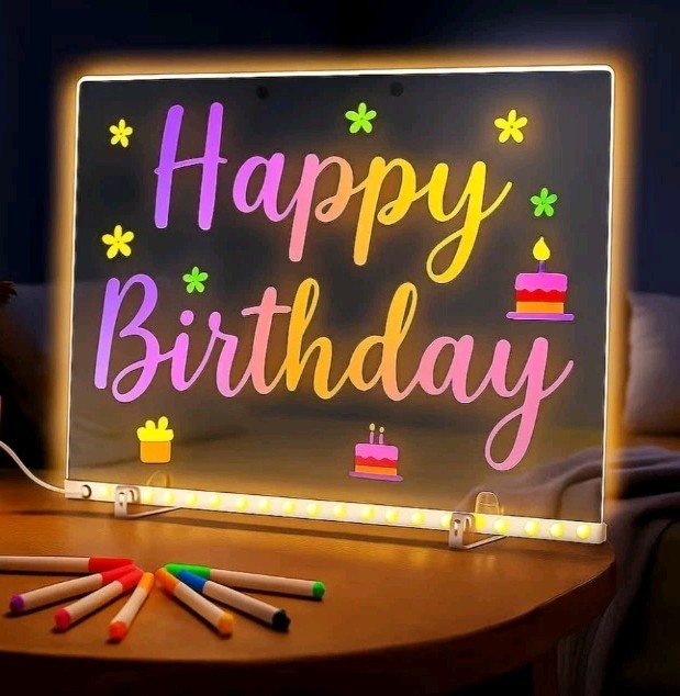 LED Note Board w/ Colors, Creative Rewritable Acrylic LED Message Board Light