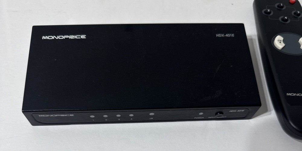 Monoprice HDX-401E HDMI Switcher - 4 Inputs, 1 Output - Remote Control Bundle
