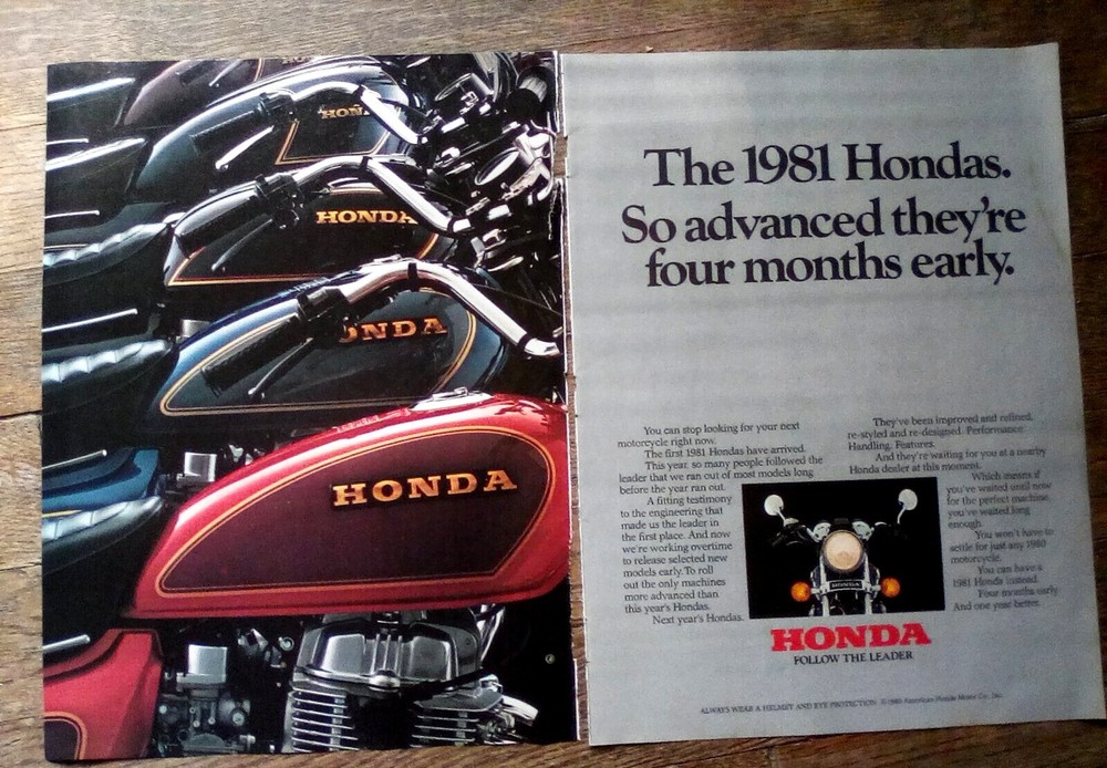 1981 Honda Motorcycle 2-page print ad