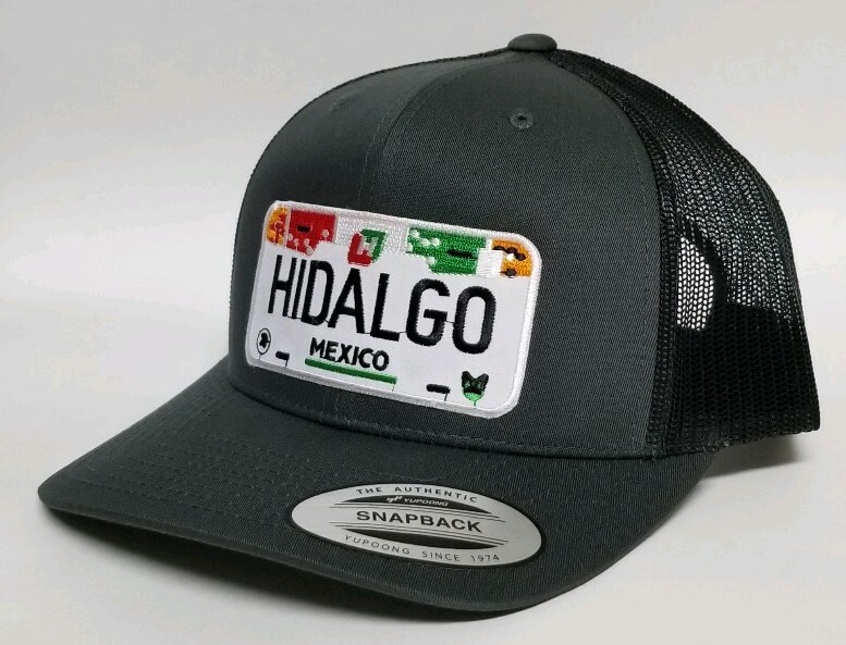 HIDALGO  MEXICO PLACA HAT MESH TRUCKER DARKGREY BLACK   SNAP BACK NEW
