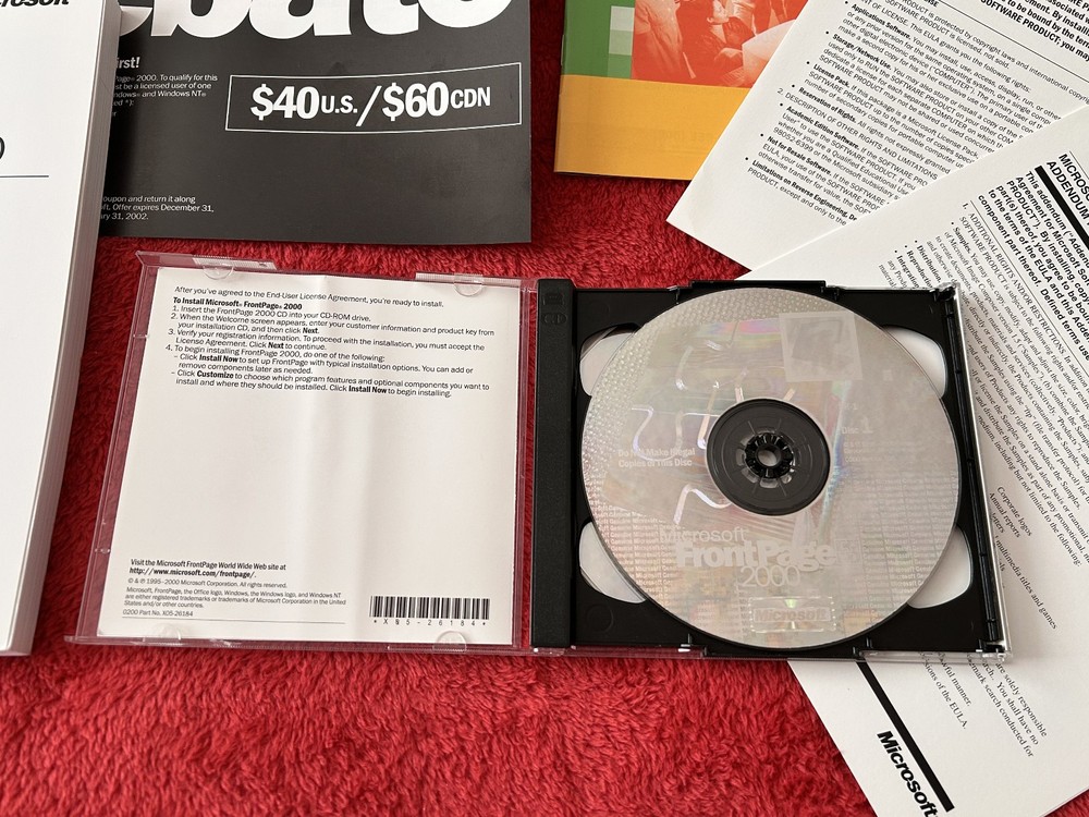 Microsoft Front Page 2000 (CD) for Windows 98 NT | web design tool w PRODUCT KEY