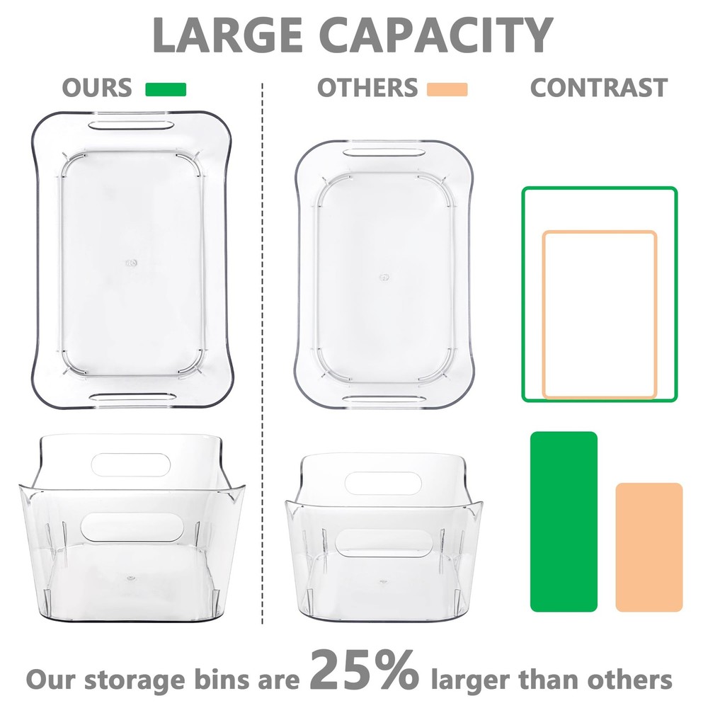 12 Pack Plastic Storage Bins, Multi-Use Organizer Bins, Pantry Organizer, Cle...