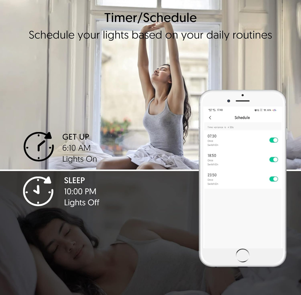 Smart Switch Voice App & Remote Control, Google&Alexa Switch Single-Pole Rocker