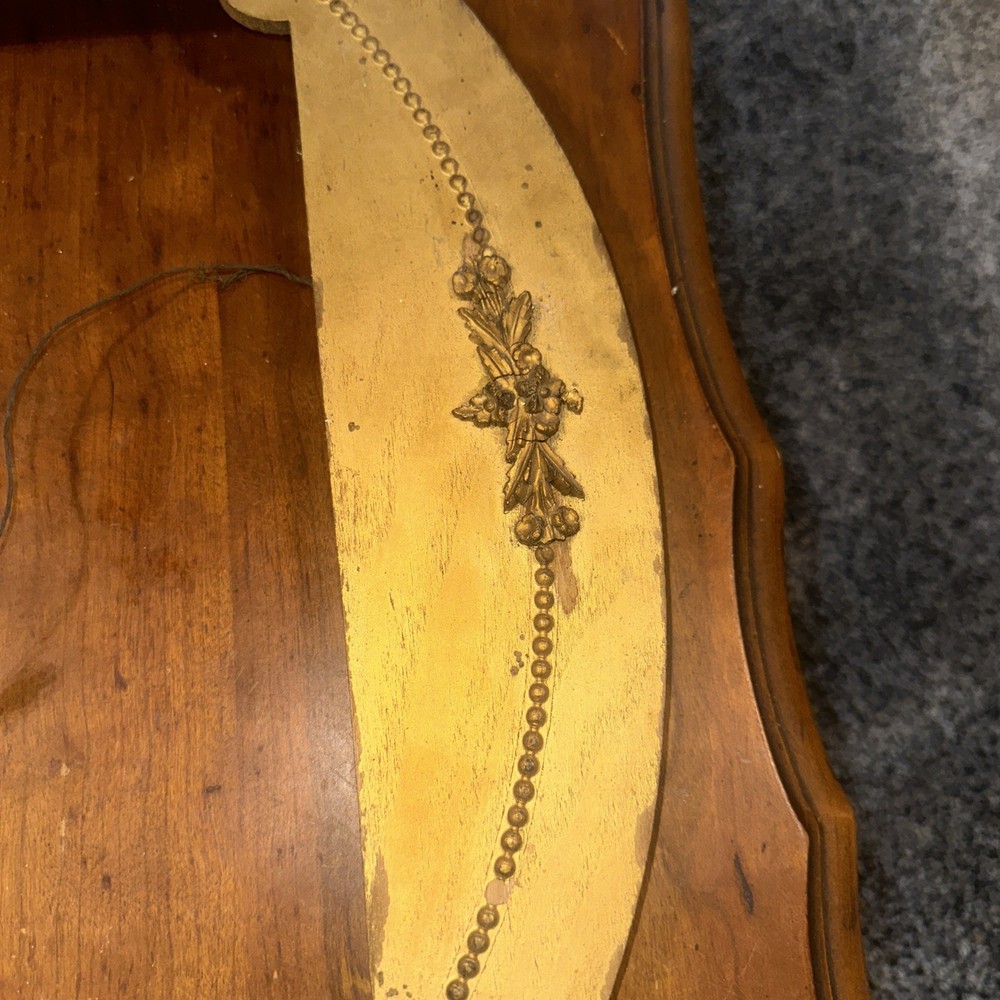 Antique Gold Wood Rectangular Picture Frame Oval Opening Old