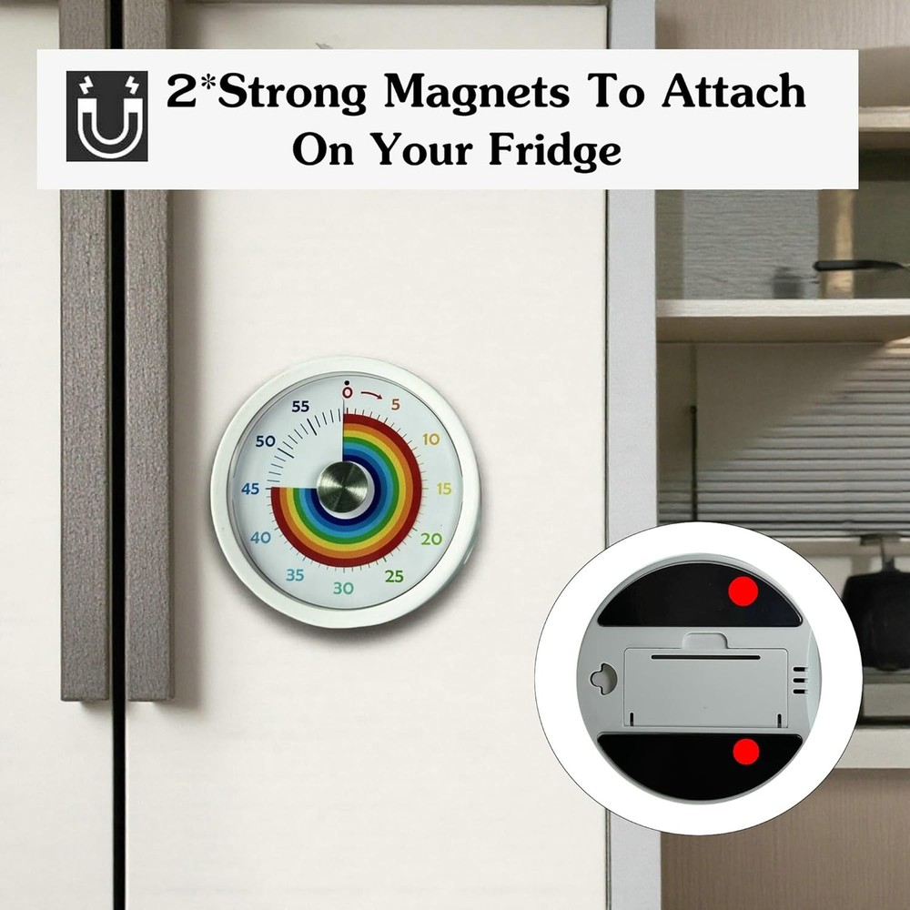 Visual Timer, Kitchen Timer Rainbow Disk 60 Minute Countdown Timer for Kids and