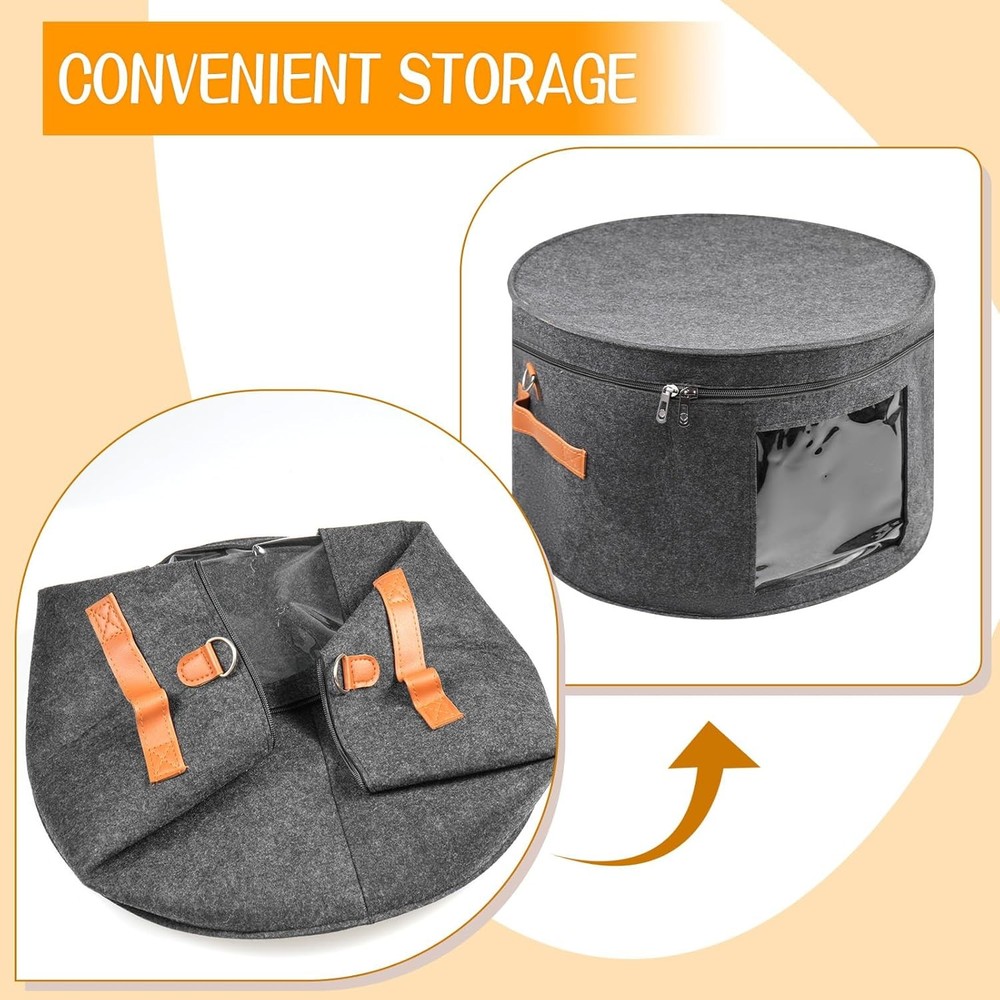 Wig Storage Boxes Wig Travel Cases Foldable for Multiple Wigs Dark Grey