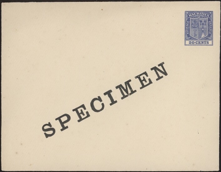 MAURITIUS, 1921. Envelope H&G B31, Specimen