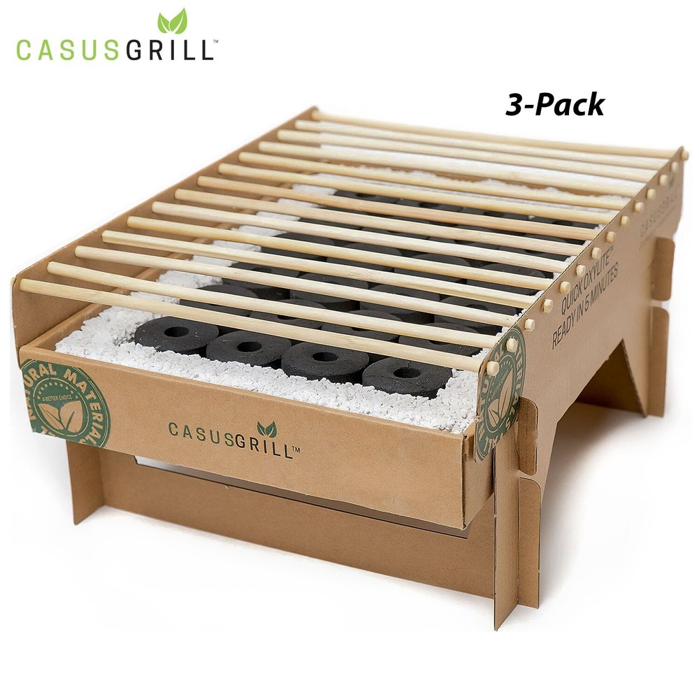 3-PACK: CasusGrill One-Time Use Biodegradable Instant Grill