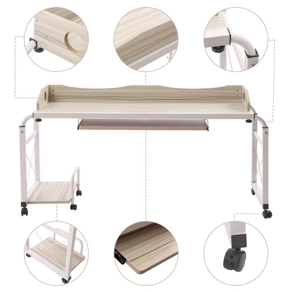 Multifunctional Mobile Adjustable Height & Width Desk for Home Office