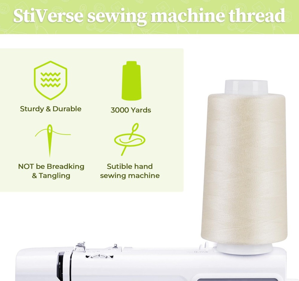 Light Beige Thread 4 Pack All Purpose Polyester Sewing 3000 Yards Each