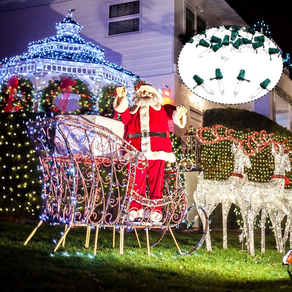 Mudder 200 Count Replacement Christmas Tree Green Base With Warm White Bulb