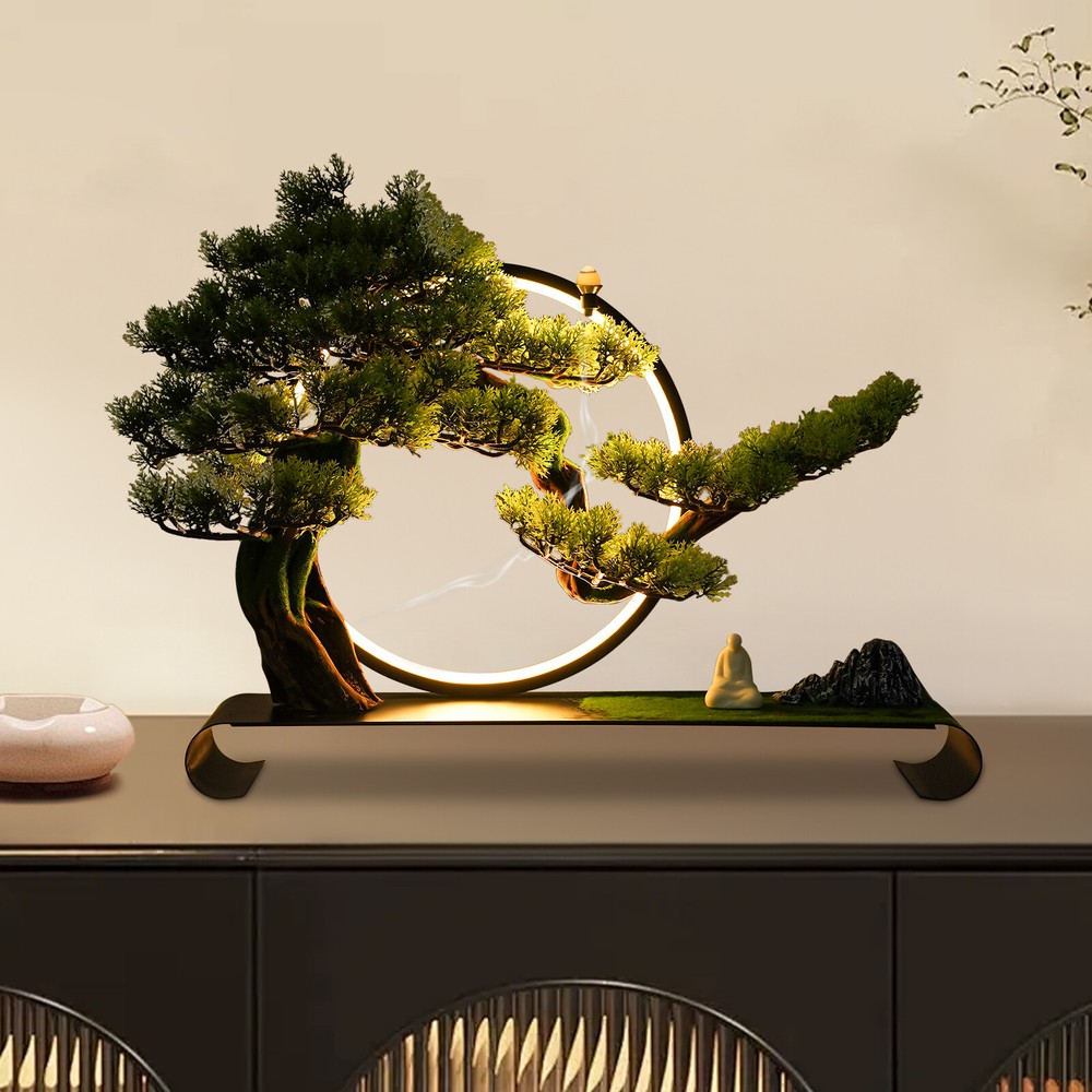 For Backflow Incense Antique Artificial Pine Tree With Lamp Rings Decoration
