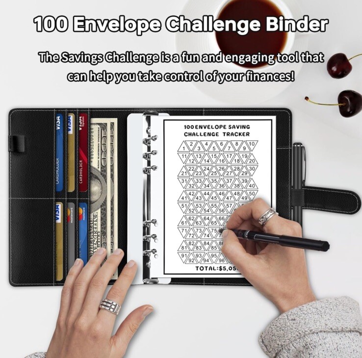 100 Envelopes Money Saving Challenge Binder, A5 Money Saving Challenges Book