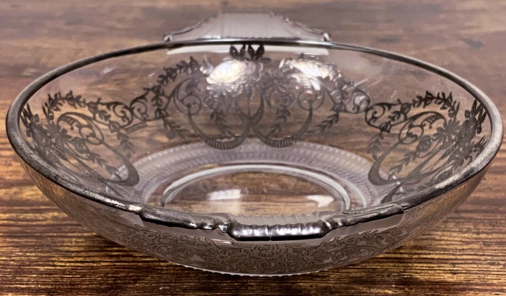 VTG Sterling Silver Overlay Handled Candy Dish 5 7/8” ! 188
