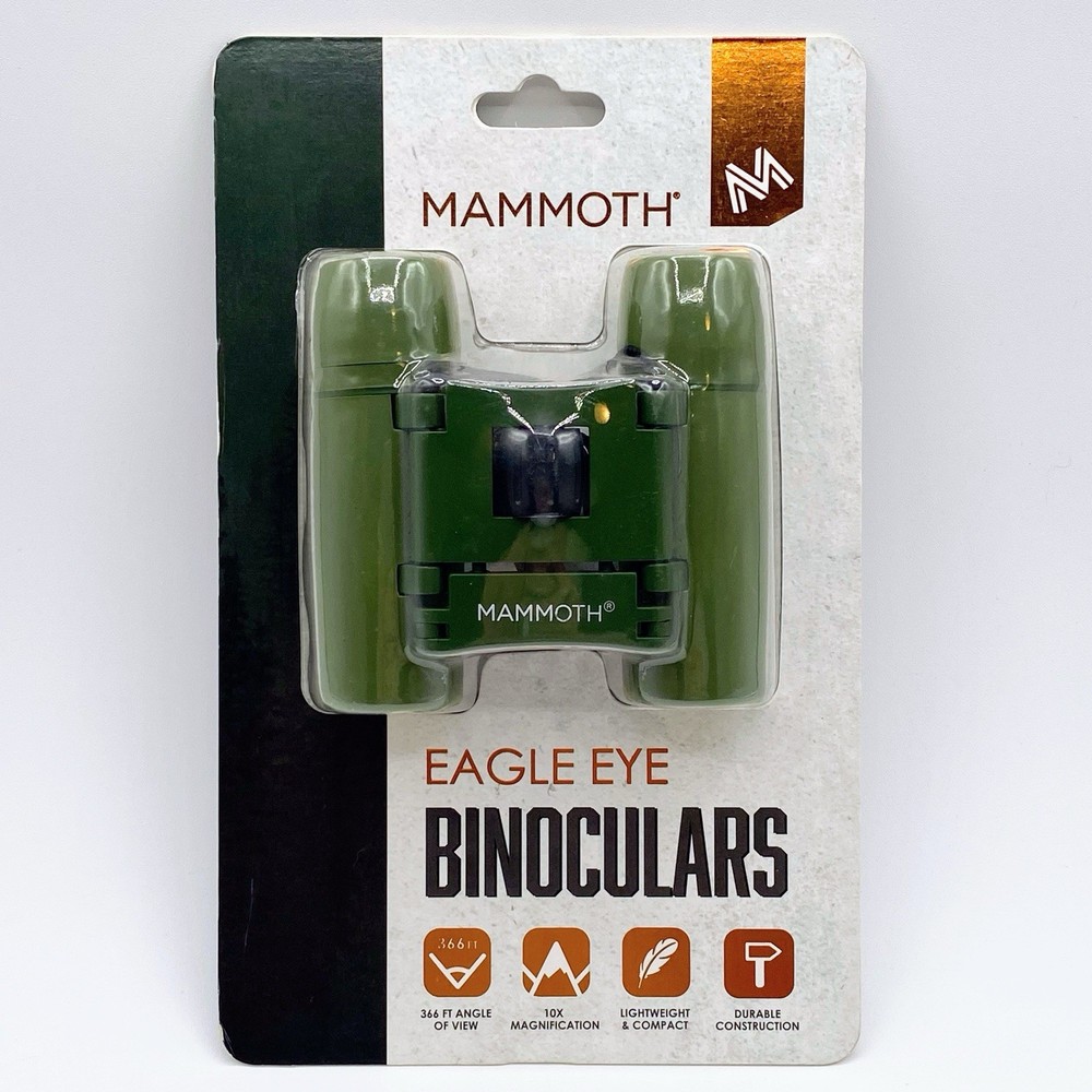 Mammoth Eagle Eye Folding Binoculars Green 10x 366Ft Compact Durable Lightweight