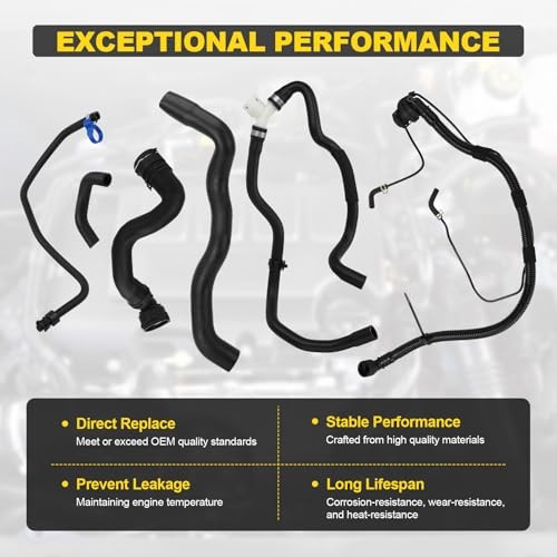 6 Pcs Engine Radiator Coolant Hose, Heater Hose, PCV Pipe, Coolant Inlet &