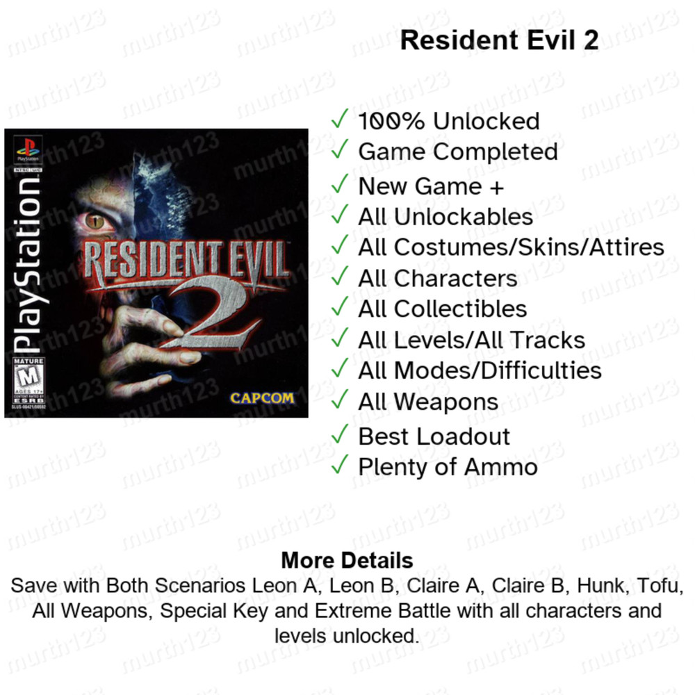 RESIDENT EVIL 1 2 3 4 | MEMORY CARD SAVES | PSX PS2 Code Veronica Nemesis Cheats