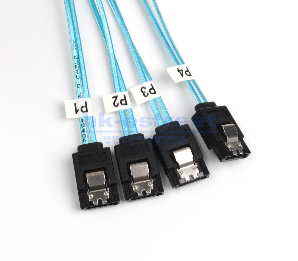 2PCS Mini SAS SFF-8643 to 4 SATA 7pin Hard Disk 6Gbps Data Server Raid Cable 1M