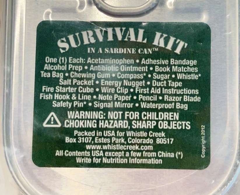Survival Kit In A Sardine Can