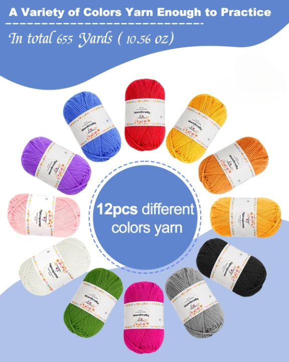 Crochet Kit for Beginners 23pcs Yarn Hooks Instruction Bag Accessories