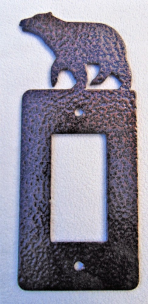 DECORATIVE HANDMADE, POWDER COATED COPPER TOGGLE SWITCHPLATE~BEAR DESIGN~ NEW