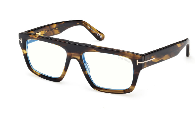 Tom Ford FT6084 B  056 Coloured Havana Rectangular Men's Eyeglasses