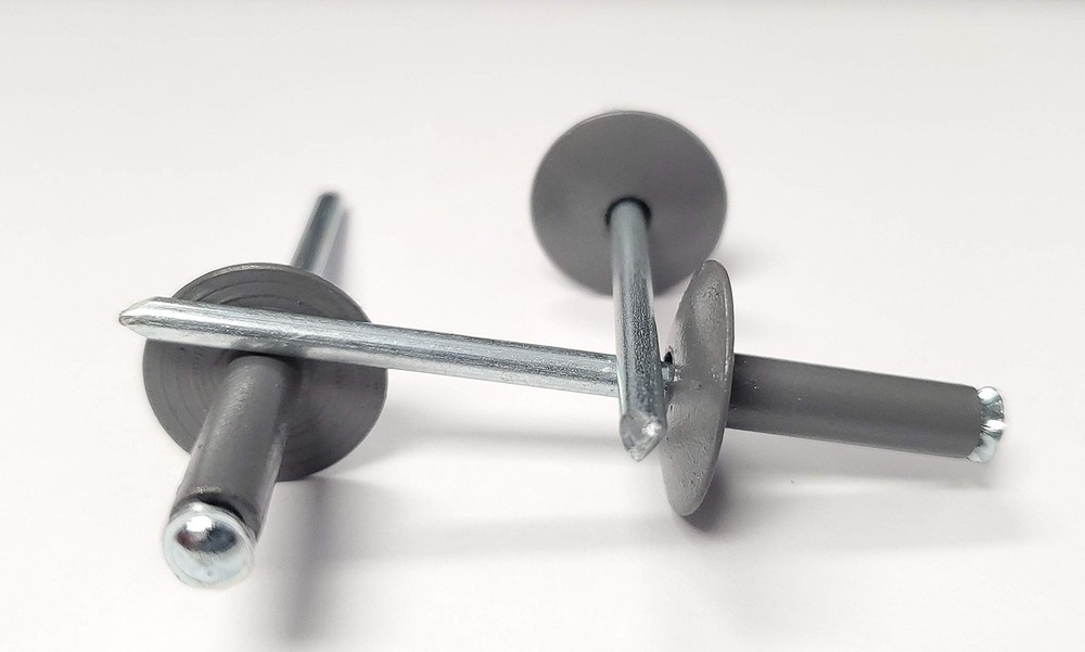 Grey 3/16" Aluminum Pop Rivets Large Head Exploding Banana Peel Fasteners
