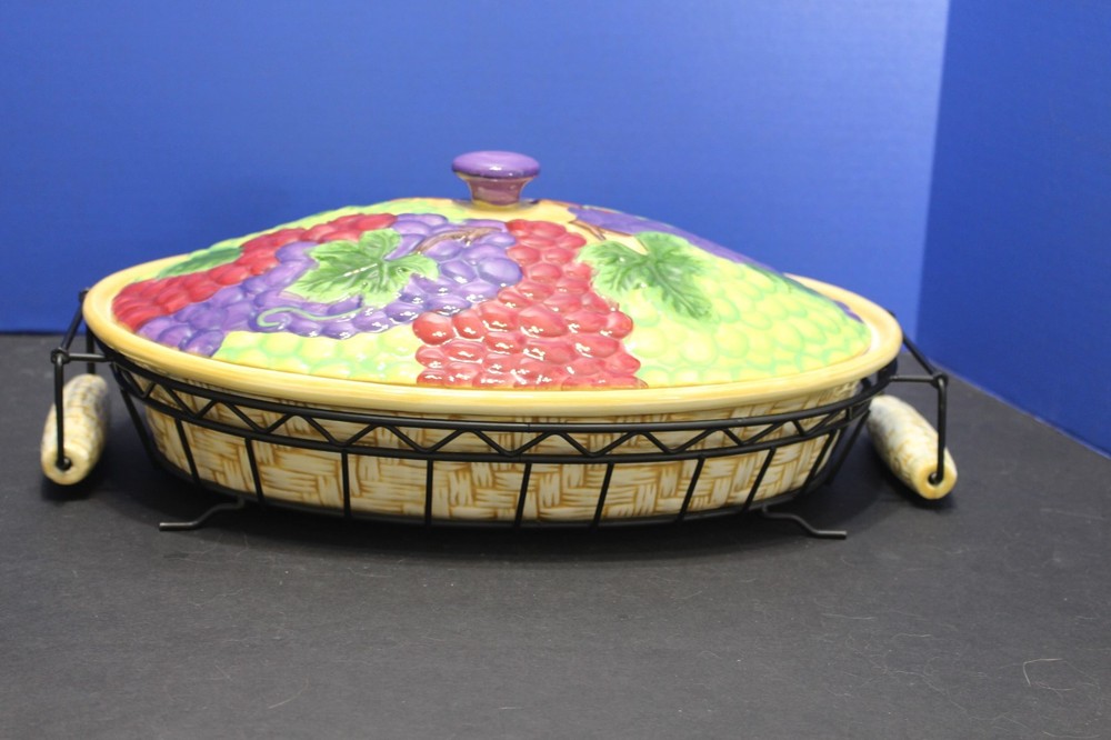 Temp-tations Presentable Ovenware By Tara Fruit Basket Pattern 4 Piece Set