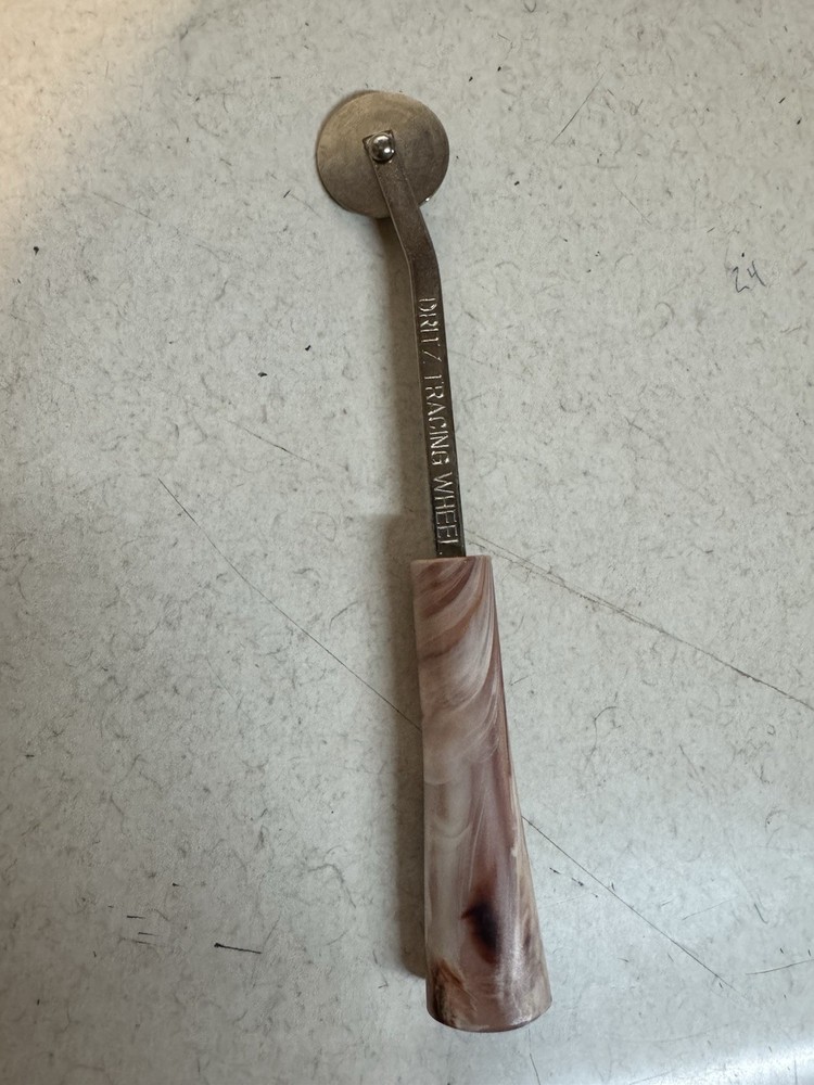 Vintage Dritz Tracing Wheel Bakelite Marble Handle Sewing Tool