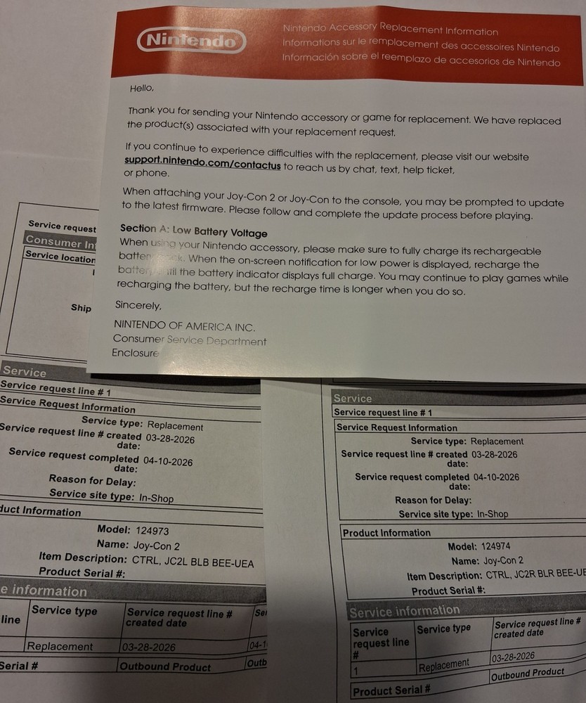 Nintendo Switch Joy-Con 2 (Right) Light Red Controller w/Strap New