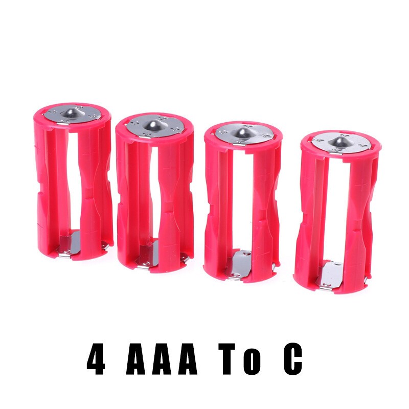 4 AAA To C Size Battery Converter Case Holder Storage Plastic Box Adapto/Adapter