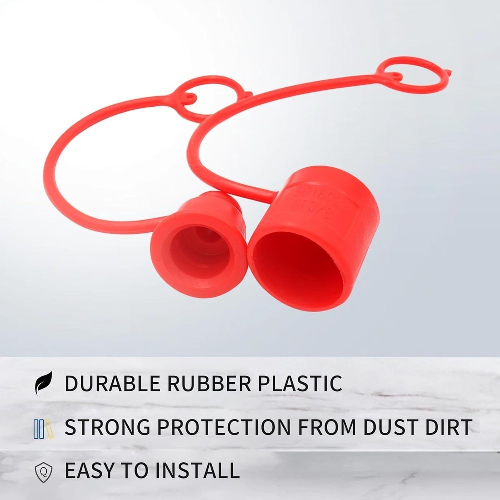3/4" Flat Face Hydraulic Quick Coupler Dust Cap and Plug for Bobcat,Red Rubber S