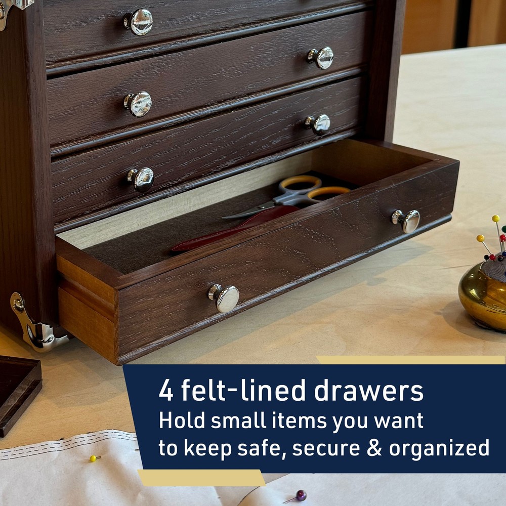 4 Drawer Storage Organizer Box Gerstner & Sons Solid Oak Wood Box