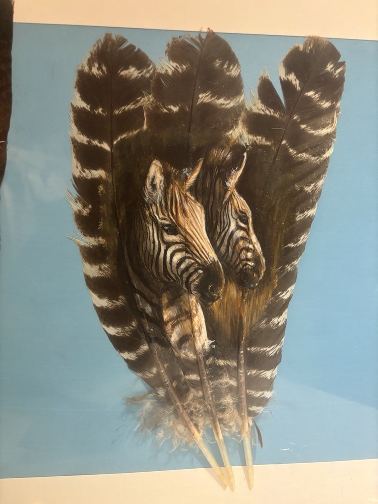 Framed Hand Painted Feathers (African Animals) 2013