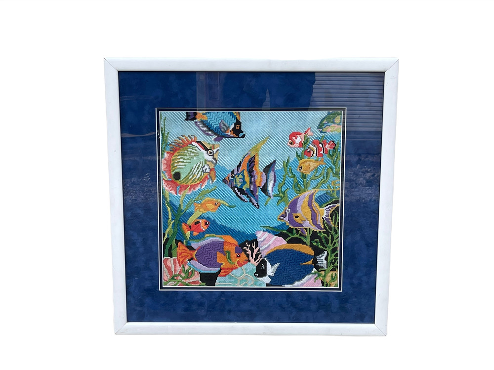 Tropical Fish Needlepoint Embroidery Framed