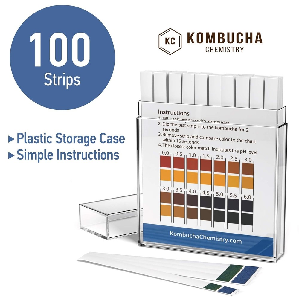 Ph Test Strips for Kombucha Brewing 0-6 (0.5 Intervals) 100Pc Kit
