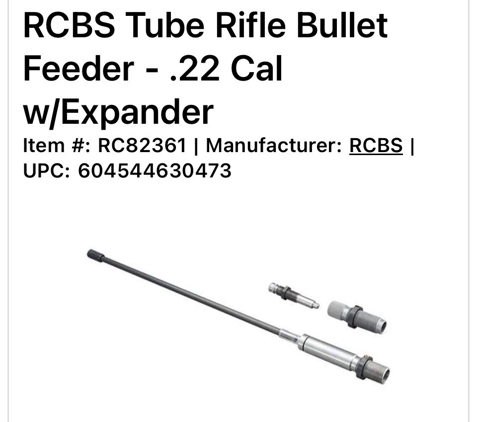 RCBS Bullet Feeder .22 CAL