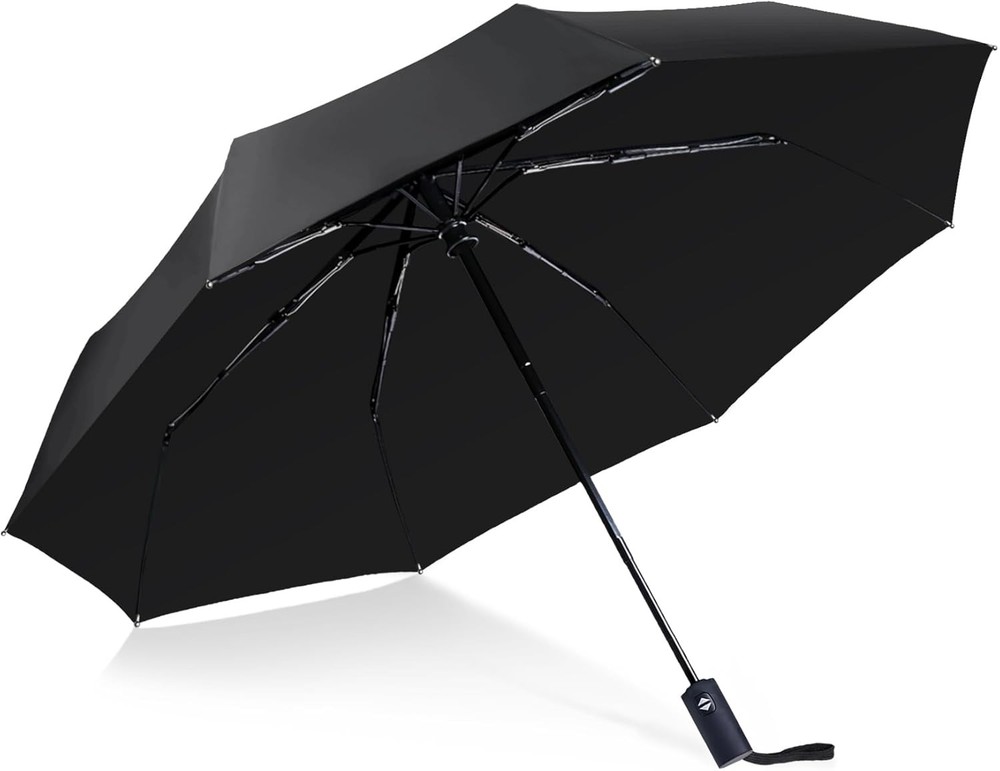 Travel Essentials Umbrella Windproof Compact Collapsible Light, Black
