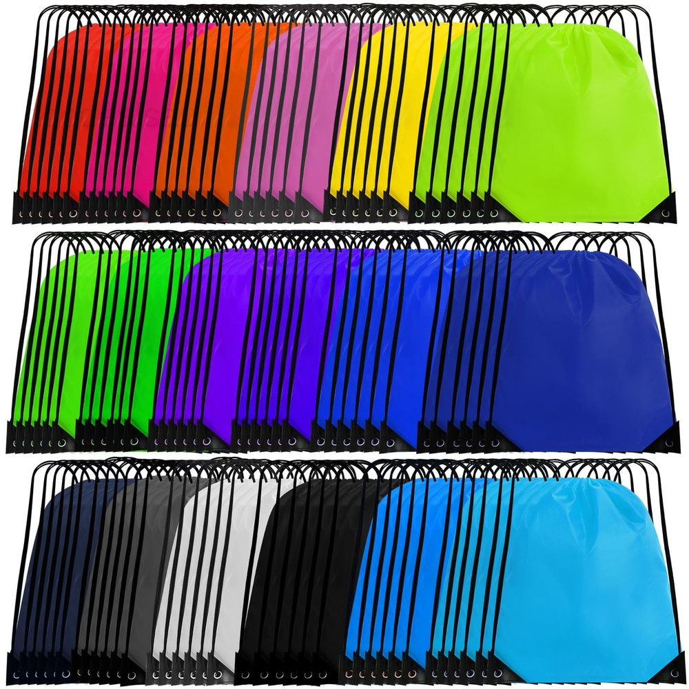 108 Pack Drawstring Bag Bulk Backpack Draw Large, 18 Color