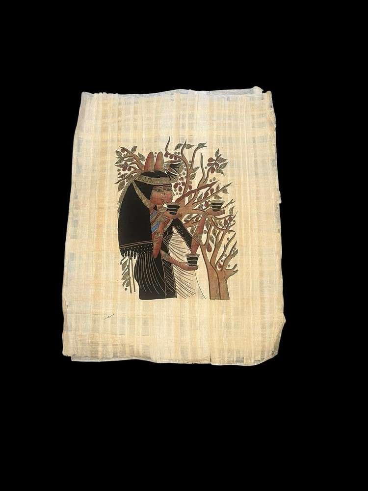 Handmade Egyptian Papyrus Ancient Twins Grape Wine Artwork