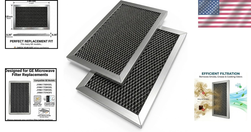 High-Quality Charcoal Filter for GE Microwave, 2 Pack