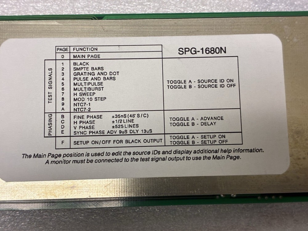 Leitch SPG-1680N SYNC PULSE GENERATOR CARD WORKING